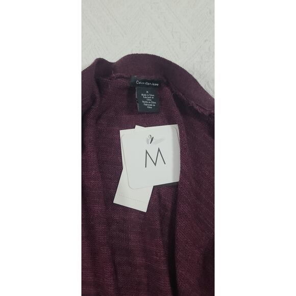 Calvin Klein duster cardigan sweater women's burgundy Size Medium Office cozy - Picture 8 of 11